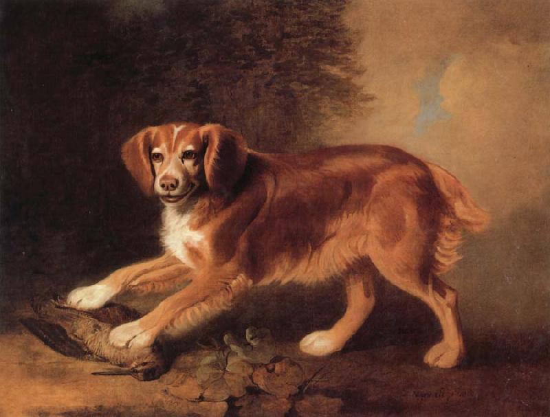Benjamin Marshall A Celebrated spaniel,the property of colonel joliffe,in a landscape with a woodcock oil painting image
